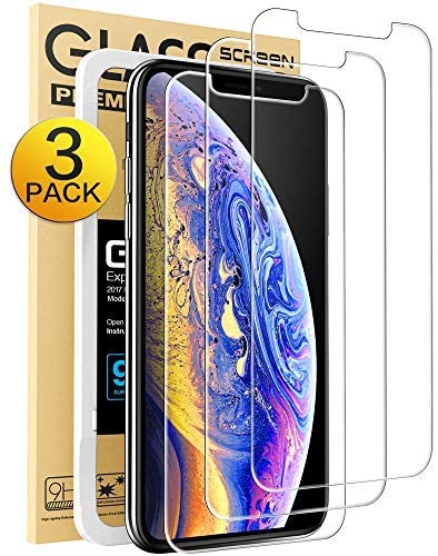 Mkeke iPhone x/xs Screen Protector iPhone Xs Screen Protector Tempered Glass Film for Apple iPhone X 10 5.8-Inch, 3-Pack, Clear
