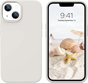 GUAGUA Compatible with iPhone 13 Case 6.1 Inch Liquid Silicone Soft Gel Rubber Slim Thin Microfiber Lining Cushion Texture Cover Shockproof Protective Phone Case for iPhone 13 Stone