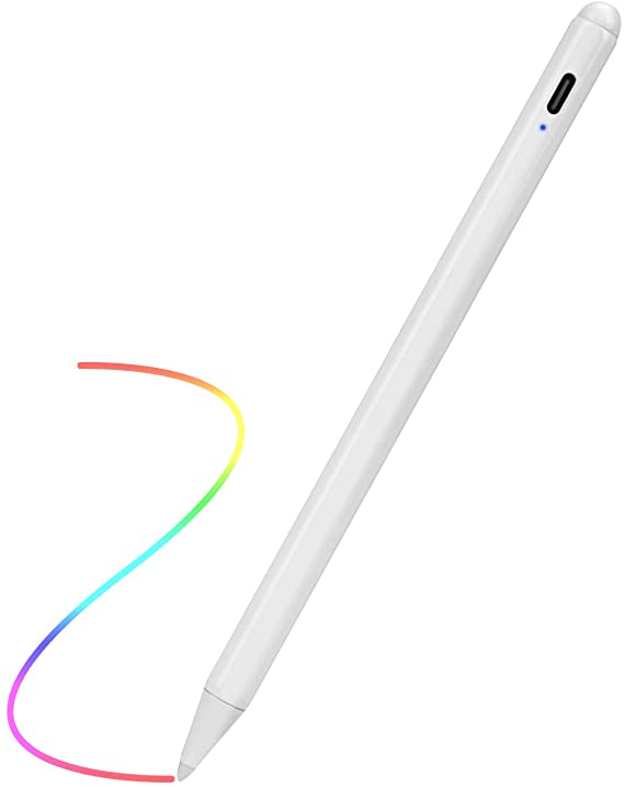 2018 iPad 6th Generation 9.7" Stylus Pencil with Palm Rejection, Type-C Recharge 1.0mm Fine Tip 2nd Pencil Compatible with Apple A1893/A1954 Stylus Pens for iPad 6th Generation 9.7 Inch, White