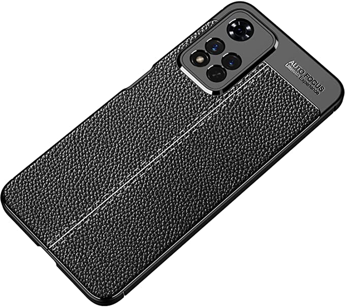 جراب لهاتف شاومى Poco X4 NFC ، جراب خلفي بنمط جلد أصلي مقاوم للصدمات من ألياف الكربون المصقول - مقاوم للانزلاق - جراب عالي الجودة من GrabMobily - أسود