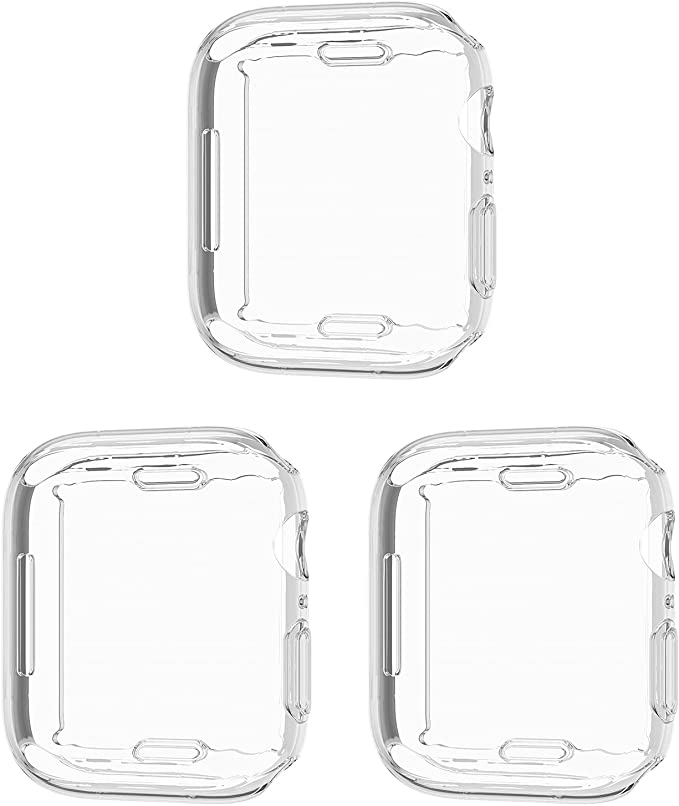 Cuteey 3 Pack Compatible for Apple Watch Series 7 45mm Screen Protector Case, All Round Full Protection TPU Cover Bumper for Apple Watch 7 Accessorries