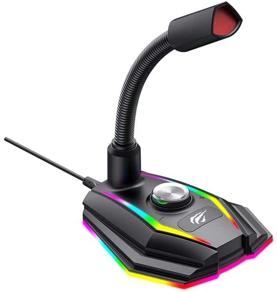 HAVIT GK56B RGB Gaming Microphone With Adjustable Neck of Mic Suitable for Discord, Twitch, Skype, Zoom or Gaming, Black