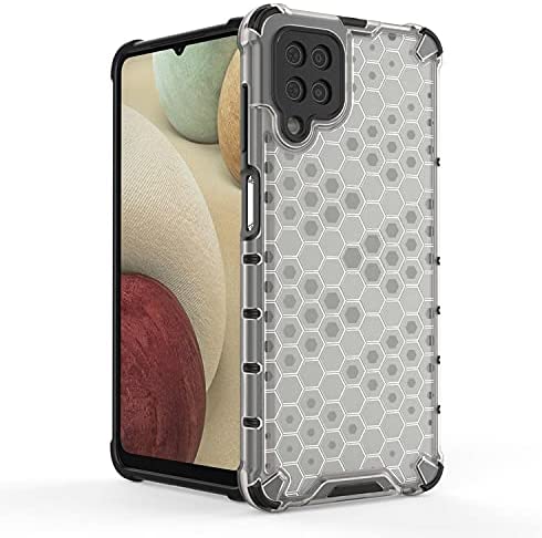 جراب لجهاز Samsung Galaxy A12 ايرونمان أصلي ضد الصدمات - من GrabologyStore - ظهر شفاف خلية نحل مع حواف سوداء