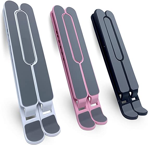 Portable Folding Laptop Stand - Adjustable Ergonomic Laptops Elevator for Desk - Holder Compatible with Mac, MacBook Pro Air, Lenovo, HP, Dell, 10"-15.6" Inch Notebooks - Charm Black