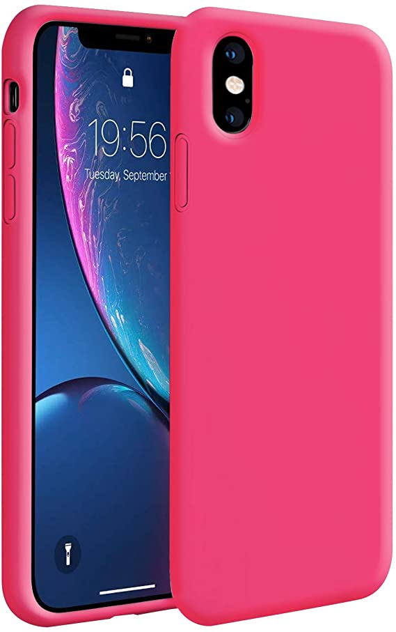 Zuslab Compatible with Apple iPhone Xs Max Case, Soft Slim Thin Silicone Gel Rubber Bumper Cover for Apple iPhone Xs Max Phone Hard Shell Shockproof Full-Body Protective Case - Hot Pink