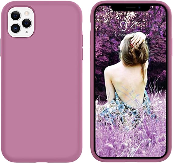 DUEDUE iPhone 11 Pro Max Case, Liquid Silicone Soft Gel Rubber Slim Cover with Microfiber Cloth Lining Cushion Shockproof Anti-Scratch Full Body Protective Case for iPhone 11 Pro Max,Lilac Purple