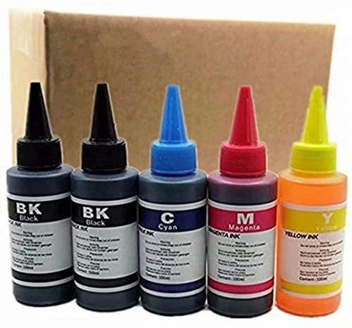 4 Color Printer Ink Refill Dye Ink kit for HP 74 75 650 662 652 140 141 122 121 123 27 28 952 902 901 60 61 62 63 21 22 94 Inkjet Printer Refillable Cartridge CISS System (100ML 1 Set 1 Black 5 Pcs)