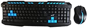 Wireless Keyboard Mouse Combo with Mechanical Feel, 1000EX 2.4G Full-Sized Silent with Ergonomic Design with USB Nano Receiver and Battery Indicator, Ideal for Laptop, PC Gaming (Black)