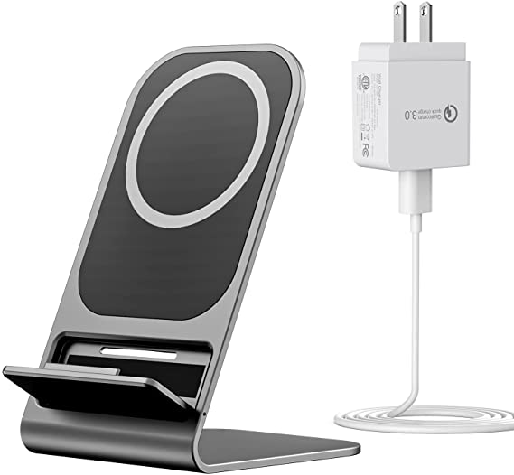 Magnetic Wireless Charging Station,15W Max Fast Charger Station for iPhone 12/12 Pro Max/Mini/11 Pro/XS Max/8 Plus, (Included 18W QC3.0 Charger)