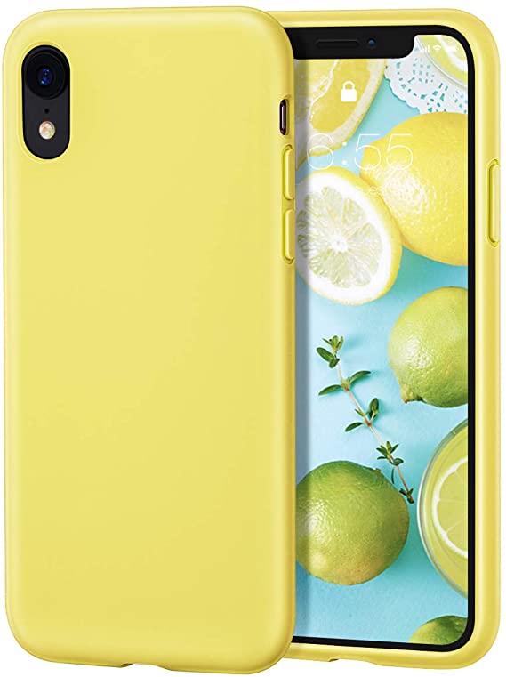 MILPROX iPhone XR Case Liquid Silicone Gel Rubber Shockproof Cover with Microfiber Cloth Lining Cushion Case for iPhone XR 6.1"(2018) (Yellow)