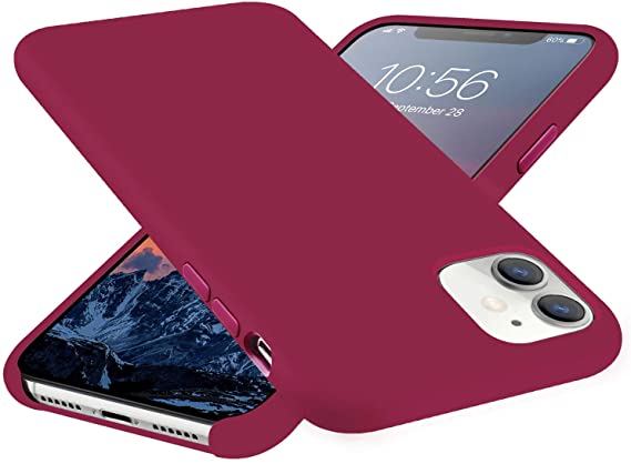 E Segoi iPhone 11 Liquid Silicone Case,Gel Rubber Protection Shockproof Cover Case Drop Protection Case Compatible with iPhone11 6.1 inch (Rose Red)