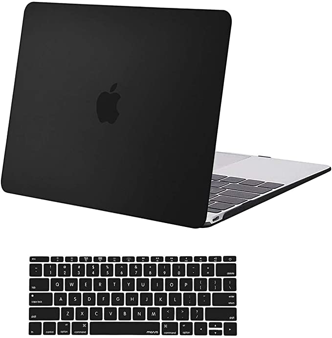 Mosiso Plastic Hard Shell Case with Keyboard Cover for MacBook 12 Inch with Retina Display Model A1534 (Newest Version 2017/2016/2015), Black