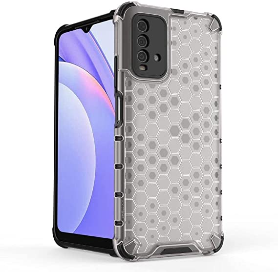 كفر لهاتف شاومي Redmi 9T ،الحماية المتكامل ايرونمان خلية نحل ومقاوم للصدمات من البولي يوريثين الحراري - ابيض شفاف