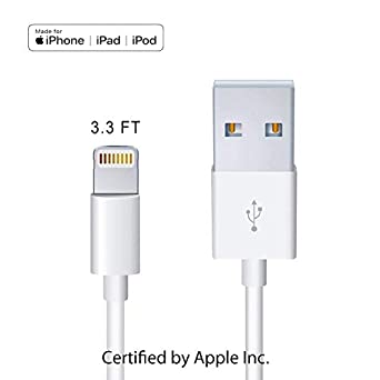 MOHAN Apple Original Charger [Apple MFi Certified] Lightning to USB Cable Compatible iPhone Xs Max/Xr/Xs/X/8/7/6s/6plus/5s, iPad Pro/Air/Mini, iPod Touch (White 1M/3.3FT) Original Certified