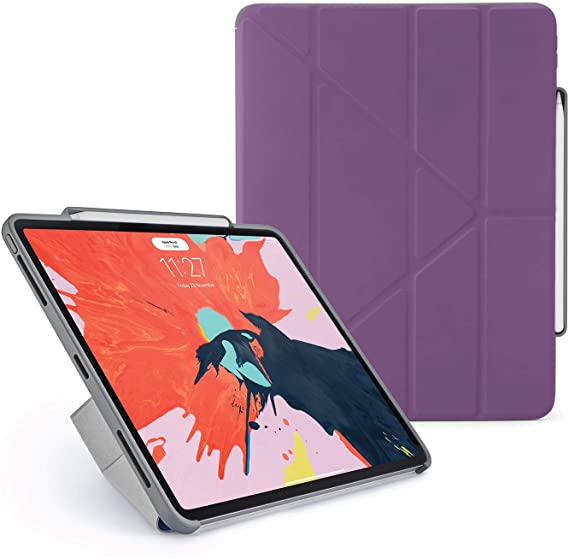 Pipetto iPad Pro 12.9 Inch Case 2018 3rd Generation | Shockproof TPU | Apple Pencil 2 Sync & Charge | Origami 5-in-1 Cover - Purple