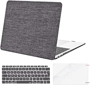 MOSISO Compatible with MacBook Air 13 inch Case 2020 2019 2018 Release A2337 M1 A2179 A1932 Retina Display with Touch ID, Protective Fabric Hard Shell Case & Keyboard Cover & Screen Protector, Gray