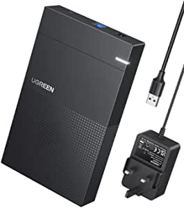 UGREEN 3.5 Hard Drive Enclosure, External HDD Caddy USB 3.0 SATA Hard Disk Case Reader for 2.5 3.5 Inch HDD/SSD with 12V 2A Power Adapter, Support UASP TRIM and Drive-free for Windows MacOS and Linux