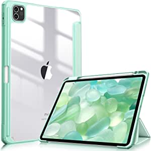 Fintie Hybrid Slim Case for iPad Pro 11 Inch 3rd Generation 2021 - [Supports 2nd Gen Pencil Charging ] Shockproof Cover with Clear Back Shell fit iPad Pro 11" 3rd 2nd 1st Generation, Green