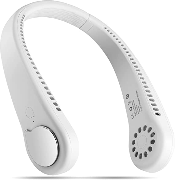 Bladeless Neck Fan, Portable and Wearable Personal Fan, USB Rechargeable, Headphone Design, Neckband Fan with 3 Speeds