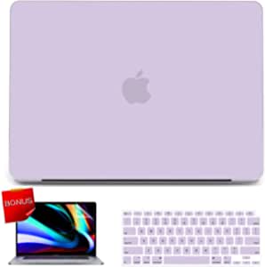 IPAPA Compatible with MacBook Air 13 inch Case 2021 2020 2019 2018 Release A2337 A2179 A1932 Touch ID, Plastic Laptop Hard Shell Case + Keyboard Cover + Screen Protector, MacBook Air Case, Purple