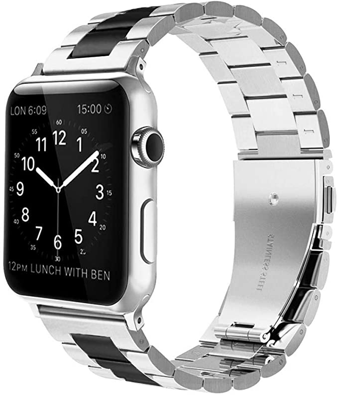 Light Compatible with Apple Watch Strap 38mm 40mm 42mm 44mm, Business Style Stainless iWatch Band for Apple Watch Series SE 6 5 4 3 2 1