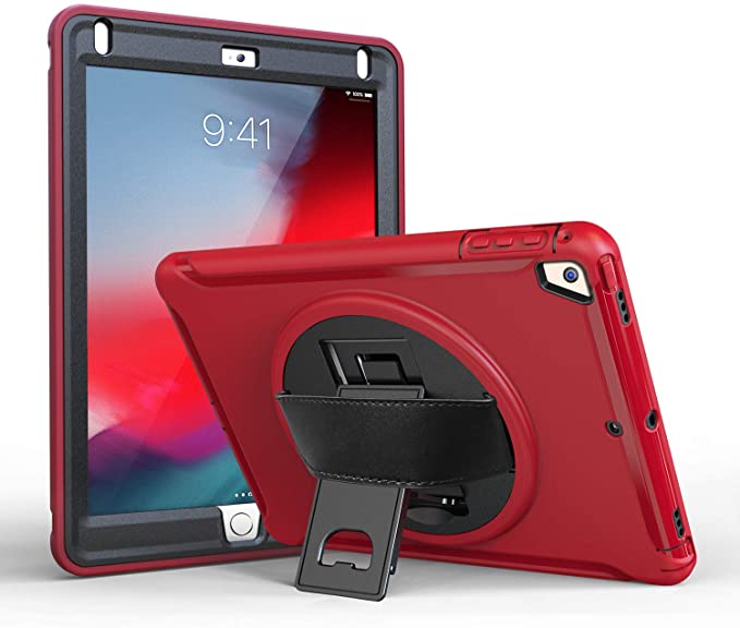 iPad Air 2 Case for Kids | SIBEITU iPad 9.7 Case with Screen Protector | Hard Durable Shockproof Cover with Stand for iPad 6th Generation Cases iPad Air/Pro 9.7 Red