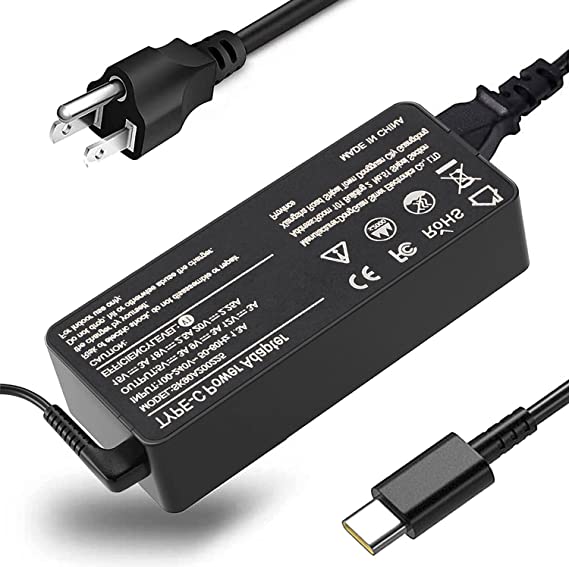 USB-C Laptop Charger Type C 65W Replacement for L Thinkpad T480 T480s T490 T490s T495 T590 E15 E580 E590 E595 P52s X1 Carbon X280 Think Pads Yoga L380 L390 X380 X390 AC Adapter Power Cord