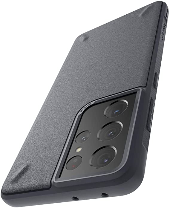 Ringke Onyx Compatible with Samsung Galaxy S21 Ultra Case Rugged Shockproof TPU Non-Slip Texture Frame Bumper Phone Cover for S21 Ultra 6.8-inch - Dark Gray