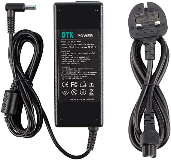 DTK 19.5V 4.62A 90W Laptop Charger for HP Notebook Computer PC Power Cord Supply AC Adapter Pavilion Envy Spectre ProBook Elitebook Series Connector : 4.5x3.0mm