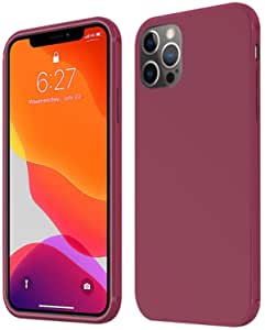 Amosry Compatible with iPhone 12 Pro Max Case, Liquid Silicone, Ultra-Thin and Soft, Anti-Slip, Shockproof, Anti-Friction, Anti-Drop, for iPhone 12 Pro Max (Rose red)