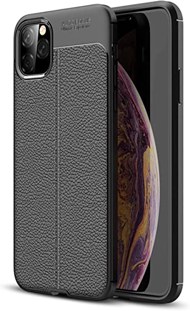 Case For iPhone 11 Pro Max, Shockproof Original Leather Pattern Back Case Cover Carbon Fiber - Premium quality Case From GrabMobily - Black