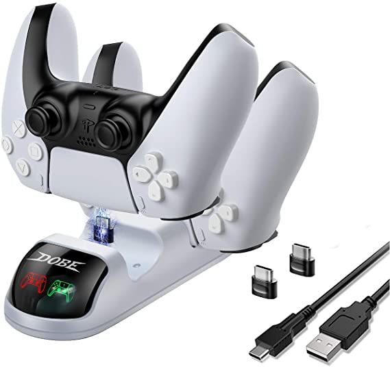 PS5 Controller Charger - KKUYI Dual Type-C Charger Dock for Playstation 5 with LED Indicator - 4H Fast Charger Stand with Safety Chip Protection for Sony DualSense PS5 Controller