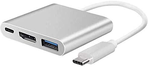 USB-C to HDMI Adapter 3 in 1 HD Adapter 4K and Type-C Female and USB 3.0 Multiport Adapter Compatible with Chromebook/Samsung Galaxy S8/S9, MacBook Air, iPad Pro 2020, Dell XPS 13/15 and More (Silver)