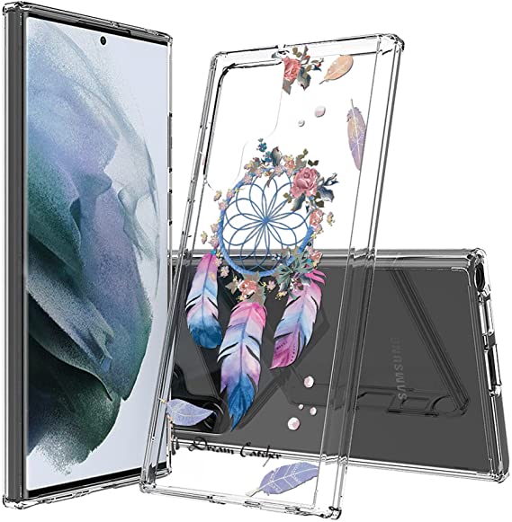 AquaFlex Phone Case Compatible with Samsung Galaxy S22 Ultra Full Body Reinforced Corners Shockproof Drop Protection Ultra Slim Design Floral Dream Catcher