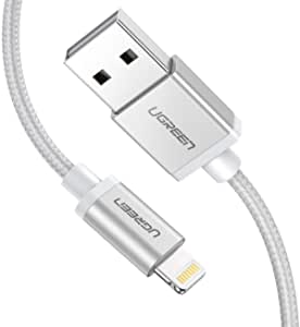 UGREEN Lightning Cable[MFi Certified]Data Cable Apple Charging Cable Compatible with iPhone11 11Pro 11ProMax Xs Max XR 687sPlus X,iPad Mini 4 2 3,iPad Air 2,Data Sync USB Charging Cord-White1Meter