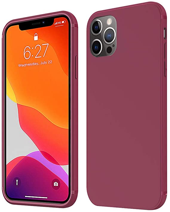 Amosry Compatible with iPhone 12 Pro Max Case, Liquid Silicone, Ultra-Thin and Soft, Anti-Slip, Shockproof, Anti-Friction, Anti-Drop, for iPhone 12 Pro Max (Rose red)