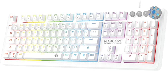 Fantech Mk852 Maxcore RGB Mechanical Gaming Keyboard | Blue Switch | With customization software | Space Edition White