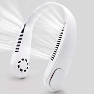 Portable Neck Fan Hands Free Bladeless Hanging Neckband Fan, 9000mAh Battery Rechargeable Mini USB Personal Fan, Adjustable 3 Wind Speeds, for Traveling Outdoor Sport Office (White)