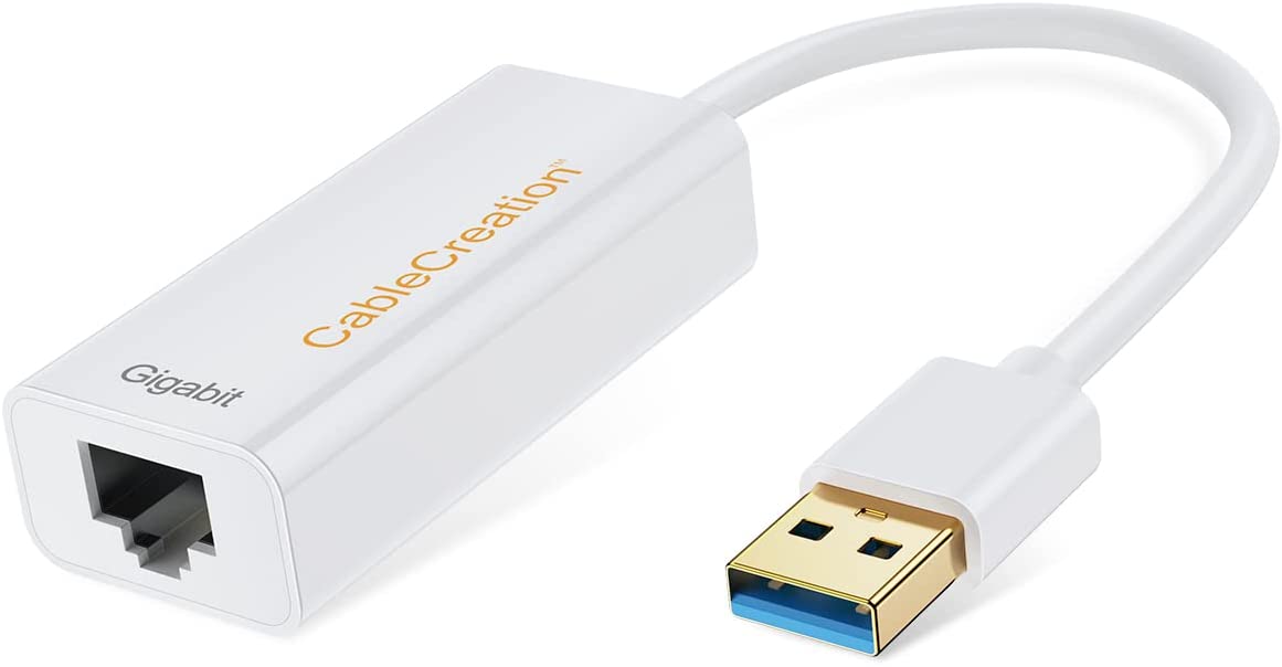USB 3.0 to Ethernet Adapter, CableCreation SuperSpeed USB to RJ45 Network Supporting 10/100/1000 Mbps Gigabit for MacBook, Windows, XPS, Surface Pro, Notebook, White