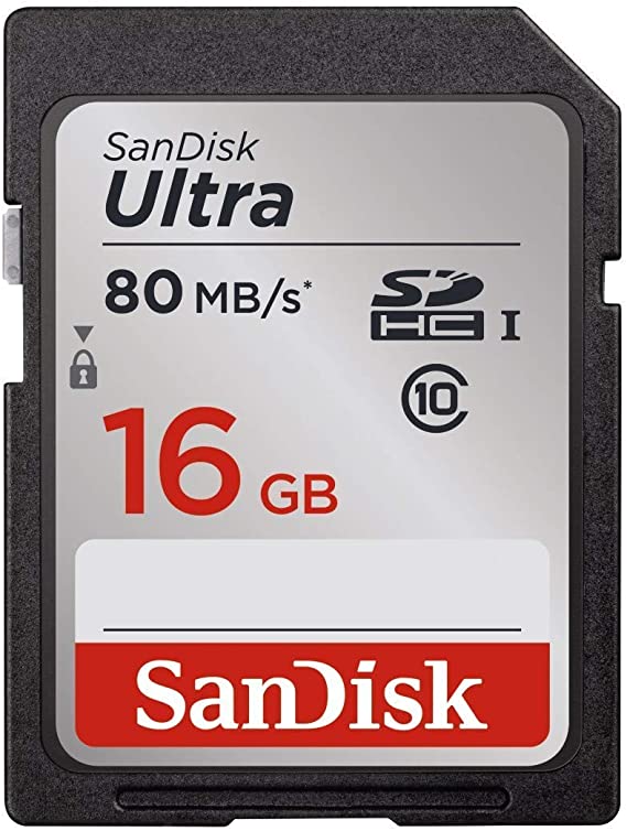 SanDisk Ultra 16GB Class 10 SDHC Memory Card Up to 80MB/S- SDSDUN-008G-G46 [Newest Version]