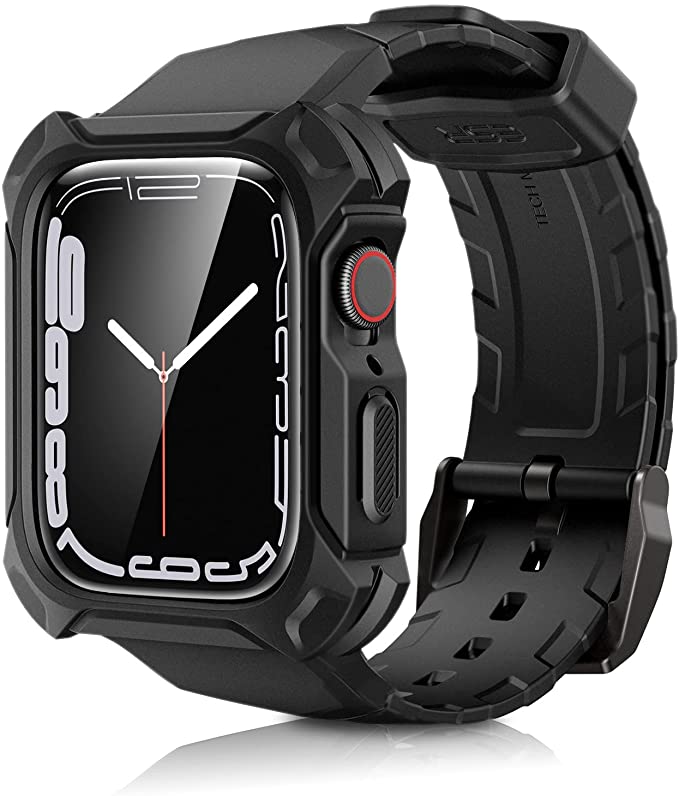 ESR Shock Armor Protective Band with Case Compatible with Apple Watch Series 7/6/5/4/SE (44/45 mm), Shockproof TPU Sports Band with Raised Edges for Men, Black