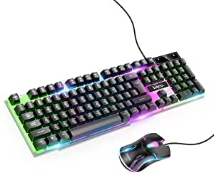 Hoco GM11 - Terrific Glowing USB Wired 104 Keys RGB Backlight Gaming Mouse Keyboard Combos Set (English Letters) - Black