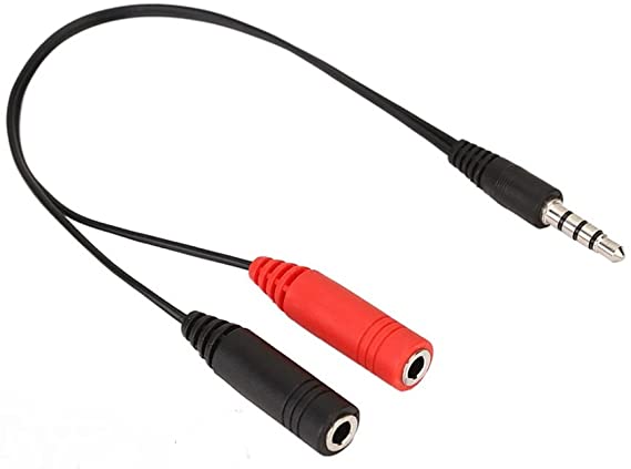 3.5mm Jack Cable gaming Headset Adapter Y Splitter Audio 2 Female to 1 Male with Separate Microphone and Headphone Connector Compatible for PC, PS4 Gaming Headset, RED