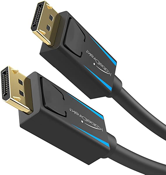 KabelDirekt – كابل DisplayPort 8K – 3 م (معدلات النقل تصل إلى 32.4 غيغا بايت في الثانية، UHD مع 8K/ 60 هرتز أو 4K / 120 هرتز، HBR3، DSC، HDR 10، موصل مع القفل)