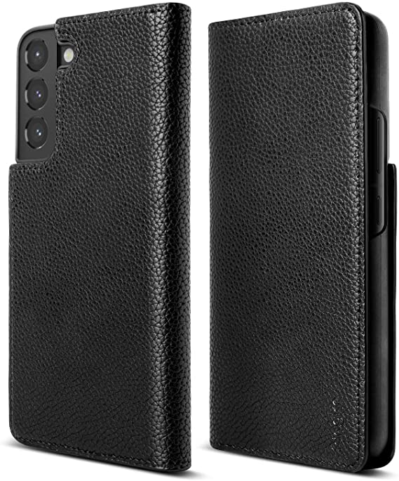 Ringke Folio Signature Standard Compatible with Samsung Galaxy S22 Case (2022), Handcrafted Artisan Leather with Inner Card Pocket for S22 6.1-Inch - Black
