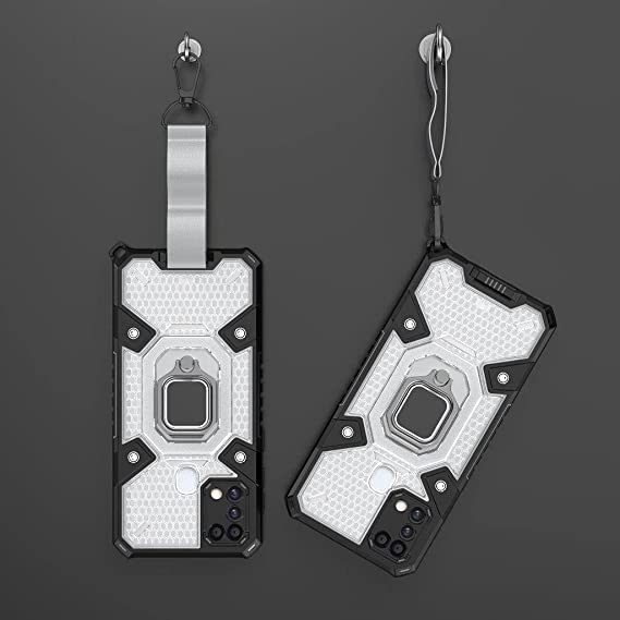 جراب Samsung Galaxy M31 أصلي جديد الكل في واحد من GrabMobily - جراب عالي الجودة - جراب حماية مزدوجة ضد الصدمات مع حبل قصير - شفاف وأسود