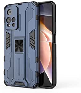 Xiaomi Poco X4 NFC Iron Man Rugged Shockproof Kickstand Cover - Heavy Duty Armor Shockproof Cover - Original New cover From GrabMobily - Blue