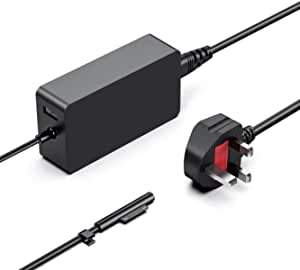 Charger Surface Book,102W 15V 6.33A Power Supply Adapter for Microsoft Surface pro 3/4/5/6/7/X Charger,Surface Laptop/Go/Book Charger,with USB and UK Power Cord,1798