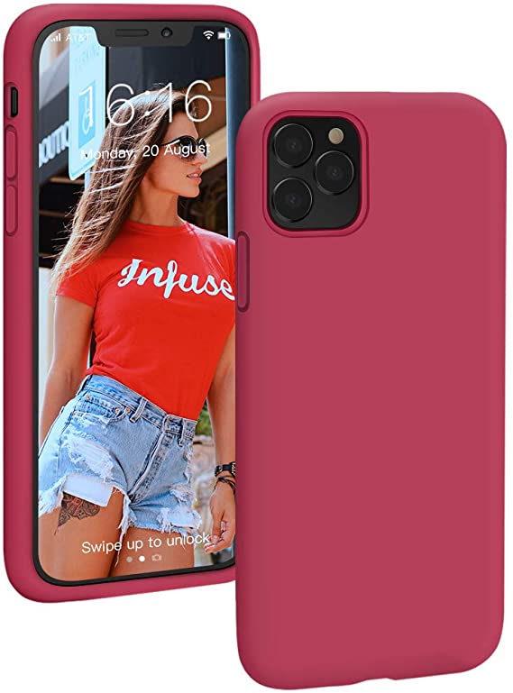 ProBien Case for iPhone 11 Pro, Liquid Silicone Shockproof Phone Case, Anti-Yellow, Anti-Scratch Soft Gel Rubber Drop Full Protection Cover iPhone 11 Pro 5.8 inch (Rose Red)
