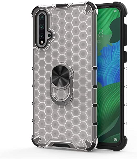 Case for Huawei Nova 5 - Original New cover From GrabMobily - Iron Man Clear Ring Shockproof Cover with Beehive Back Cover with Black Bezels